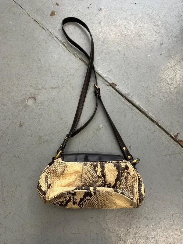 Vintage Just Cavalli Leather Snakeskin Rosette Mini Shoulder Bag - Image 4