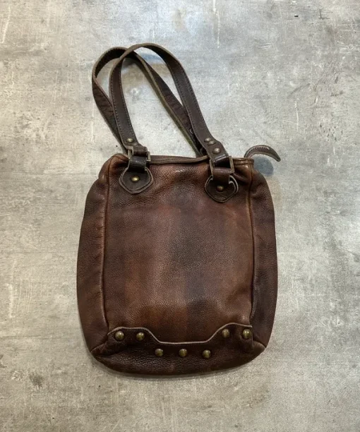 Vintage Diesel red Label Brown Leather Western Studded Shoulder Bag