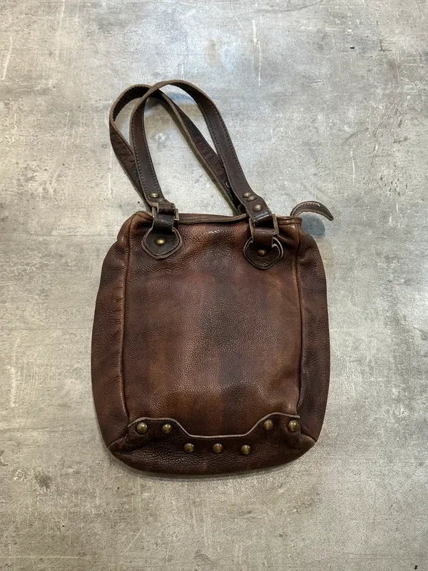 Vintage Diesel red Label Brown Leather Western Studded Shoulder Bag