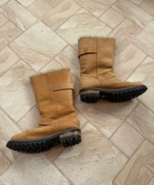 Alternative view of Vintage 2000s Y2K Faux Fur Buckle Boots (UK 5 EU 38 US 7)