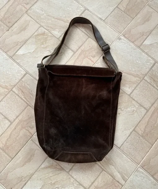 Alternative view of Vintage Brown Suede Leather Slouch Large Shoulder Bag