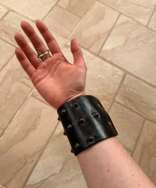 Alternative view of Vintage 1970s Leather Studded Wrap Bracelet (Adjustable)