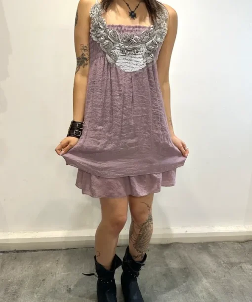 Vintage Italian Ruffle Floaty Strappy Midi Dress (M)
