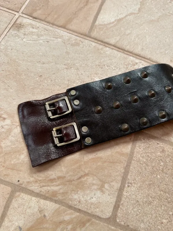 Vintage 1970s Leather Studded Wrap Bracelet (Adjustable) - Image 3