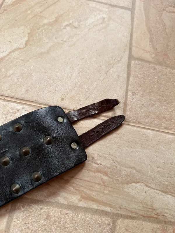 Vintage 1970s Leather Studded Wrap Bracelet (Adjustable) - Image 4