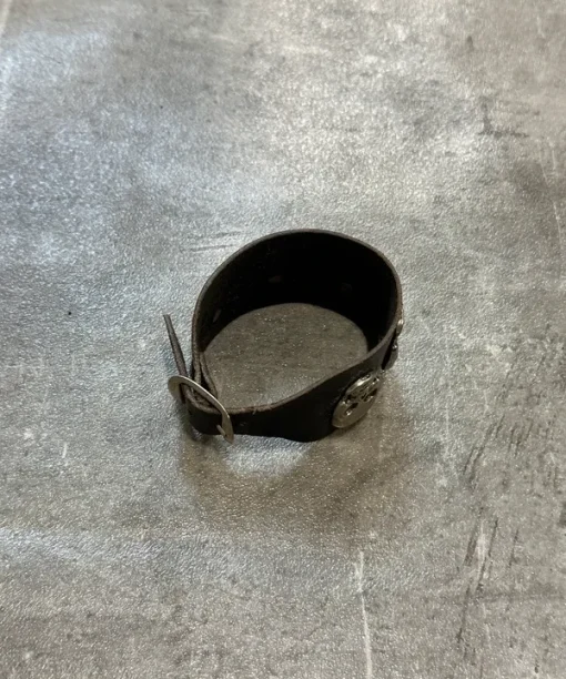 Vintage Chrome Skull Leather Tie Bracelet - Image 7