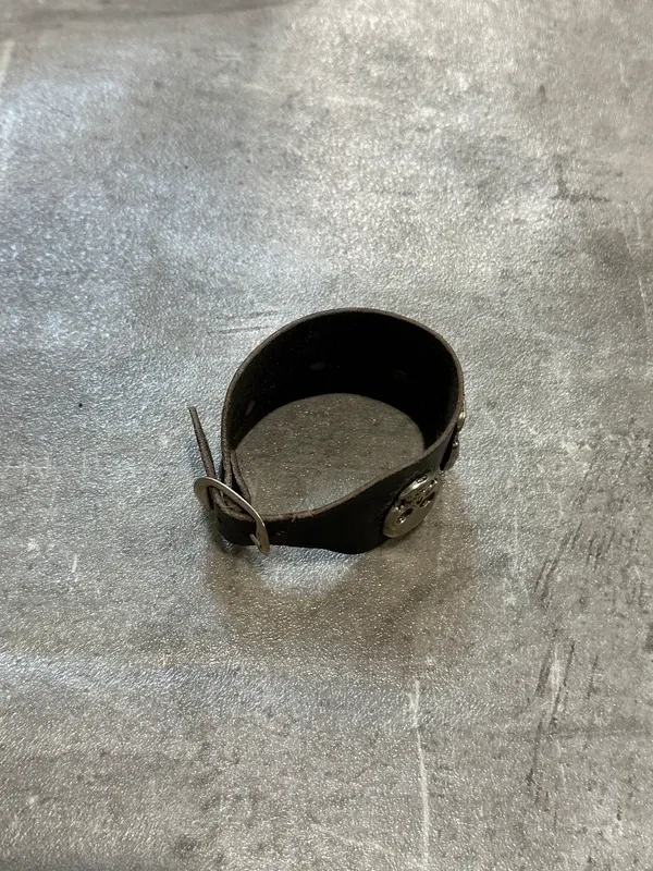 Vintage Chrome Skull Leather Tie Bracelet - Image 7