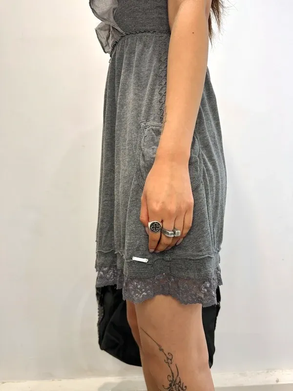 Vintage Superdry 2010s Coquette Jersey Lace Ruffle Mini Dress (XS) - Image 4
