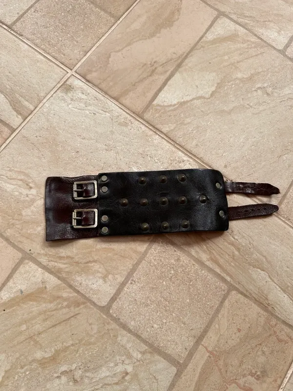 Vintage 1970s Leather Studded Wrap Bracelet (Adjustable) - Image 6