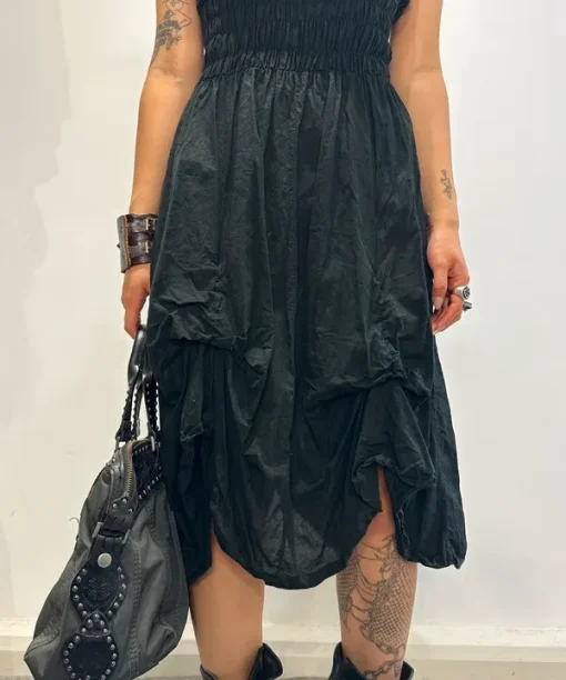 Alternative view of Vintage Italian Cotton Black Milkmaid Dress (S/M)