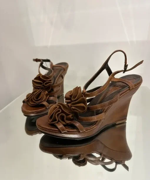 Alternative view of Vintage 2000s Strappy Leather Wedge Heels (UK 6 EU 38 US 8)