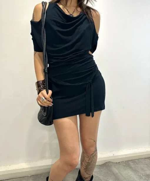 Alternative view of Black Subversive Avant Garde Jersey Mini Dress (S)