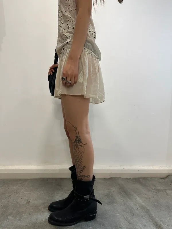 Vintage AllSaints Silk Coquette Milkmaid Lace Up Mini Dress (XS/S) - Image 3
