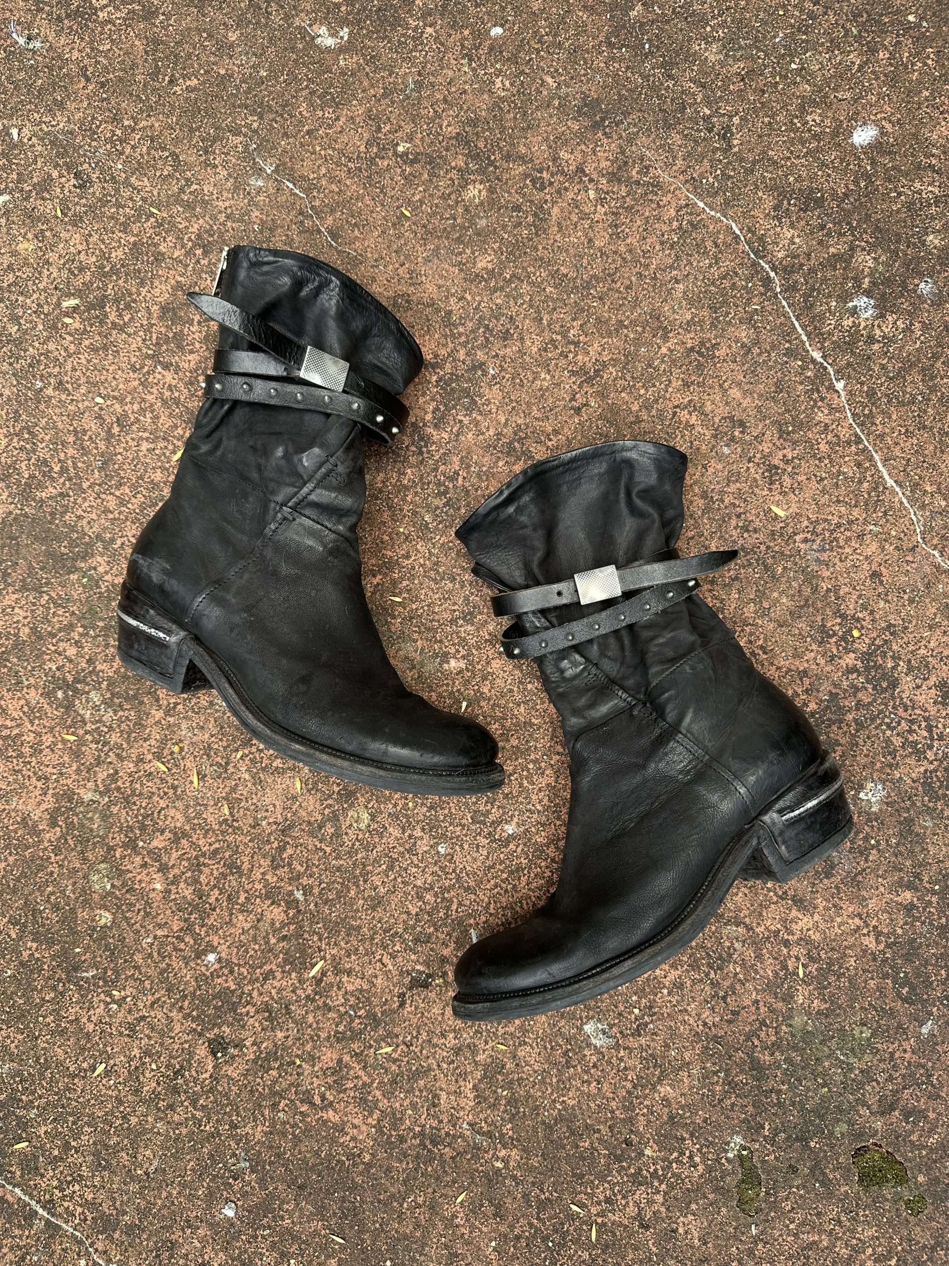 Vintage AS.98 Biker Slouch Moto Boots (EU 39 US 8 UK 6)