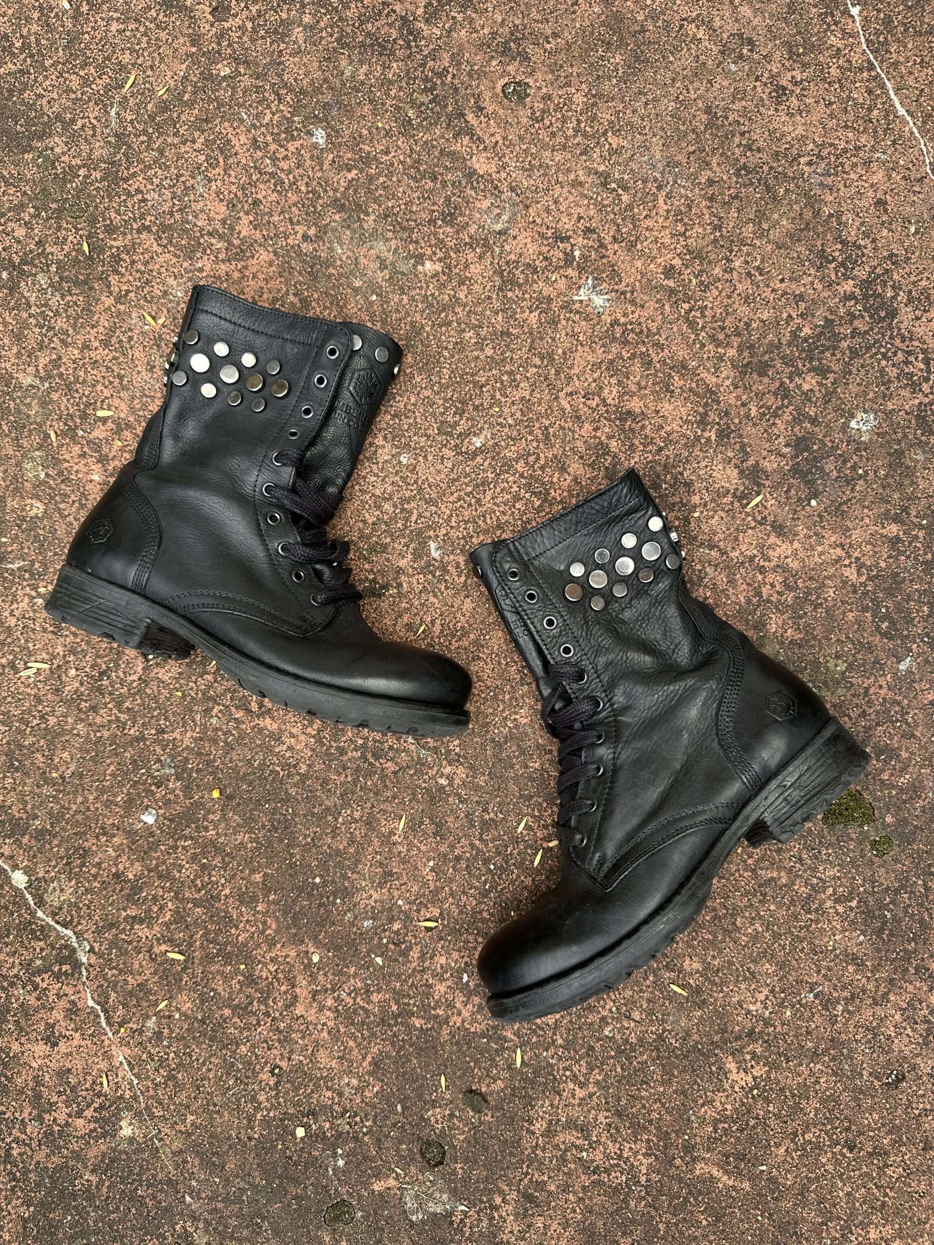 Vintage Studded Moto Biker Boots (UK 3 US 5 EU 36)