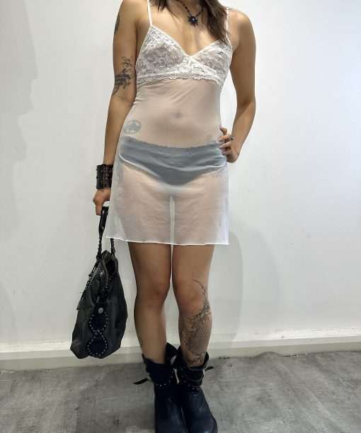 Vintage Italian White Sheer Initimissimi Dress (XS/S) - Image 6