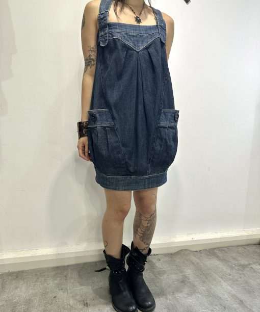 Vintage Miss Sixty Denim Dungaree Utility Dress (S)