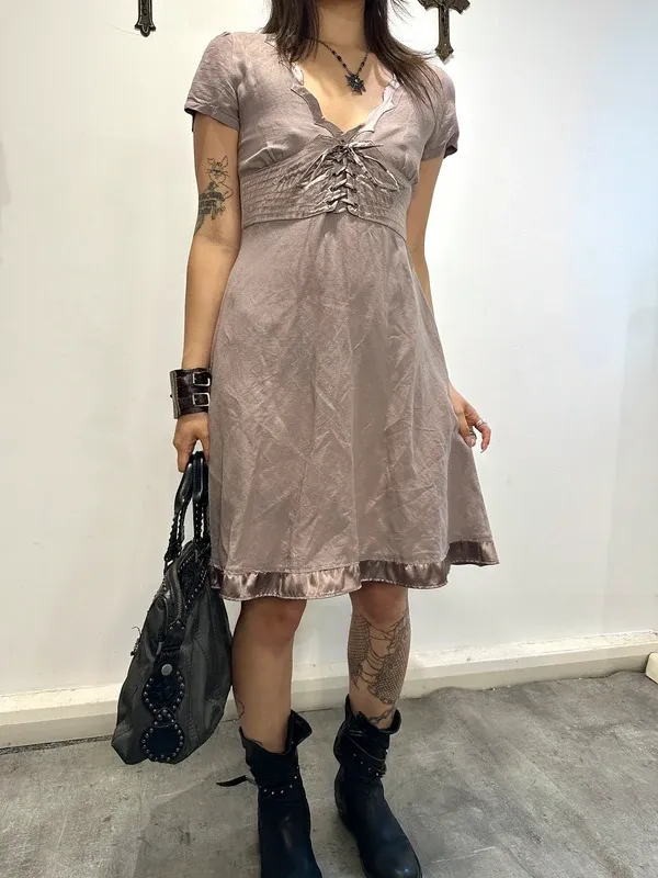 Vintage Morgan de Toi Coquette Lace up Mini Dress ( - Image 2