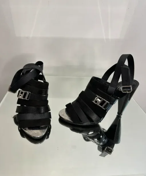 Vintage Miss Sixty Strappy Open Toe Black Gladiator Heels (UK 4 EU 37 US 6)