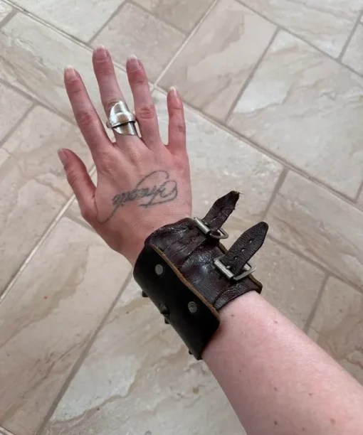 Vintage 1970s Leather Studded Wrap Bracelet (Adjustable)