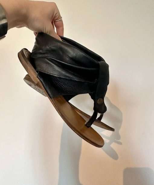 Alternative view of Vintage 2010s Avant Garde Open Toe Black Leather Sandals (UK 5)