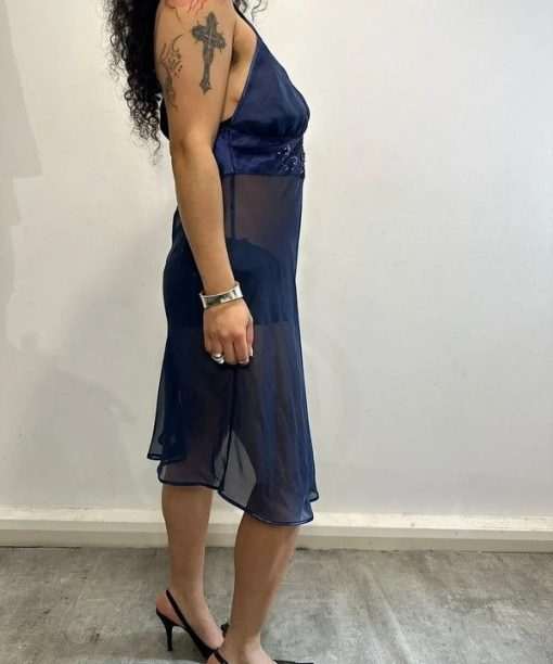 Vintage Italian Sheer Purple Slip Dress (S/M) - Image 3