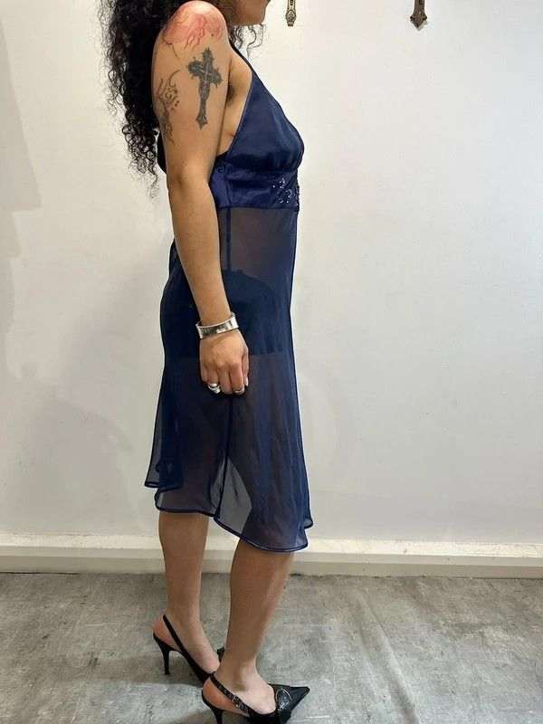 Vintage Italian Sheer Purple Slip Dress (S/M) - Image 3