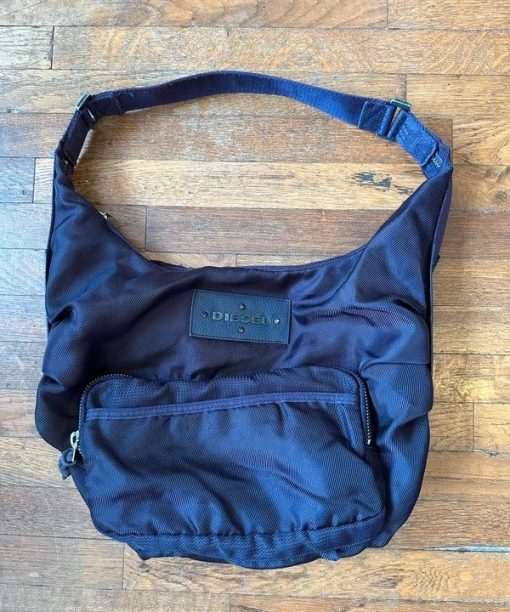 Vintage Diesel Purple Nylon Utility Large Slouch Shoulder Bag