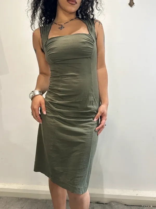 Vintage Miss Sixty Square Neck Midi Dress (S) - Image 7