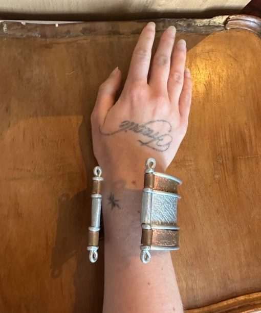 Vintage Chrome Bronze Adjustable Bracelet Arm Band - Image 3