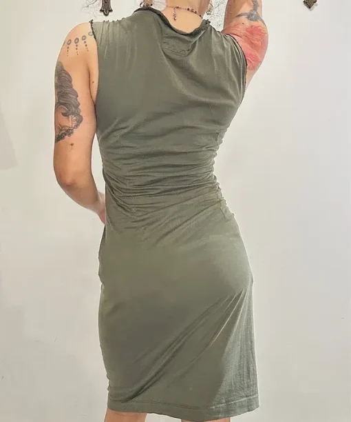 Vintage Miss Sixty Square Neck Midi Dress (S) - Image 3