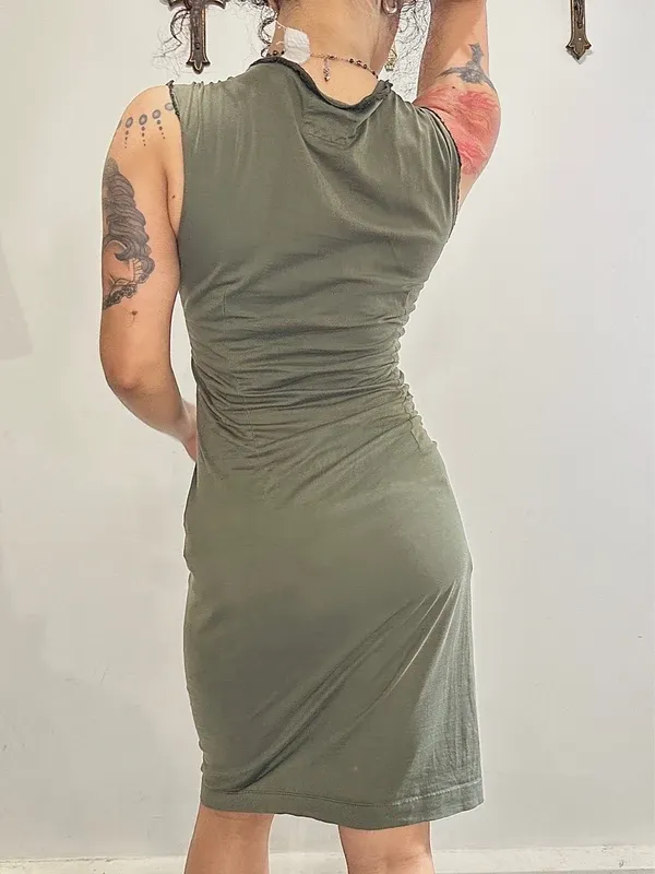 Vintage Miss Sixty Square Neck Midi Dress (S) - Image 3