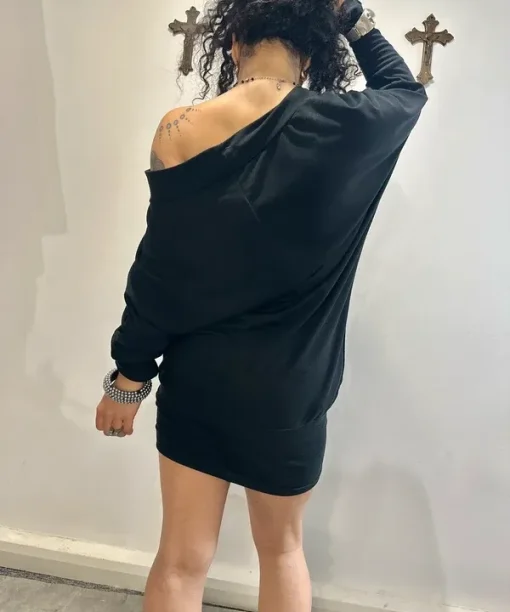 Vintage Cop Copine Asymmetrical Batwing Mini Dress (S/M) - Image 5
