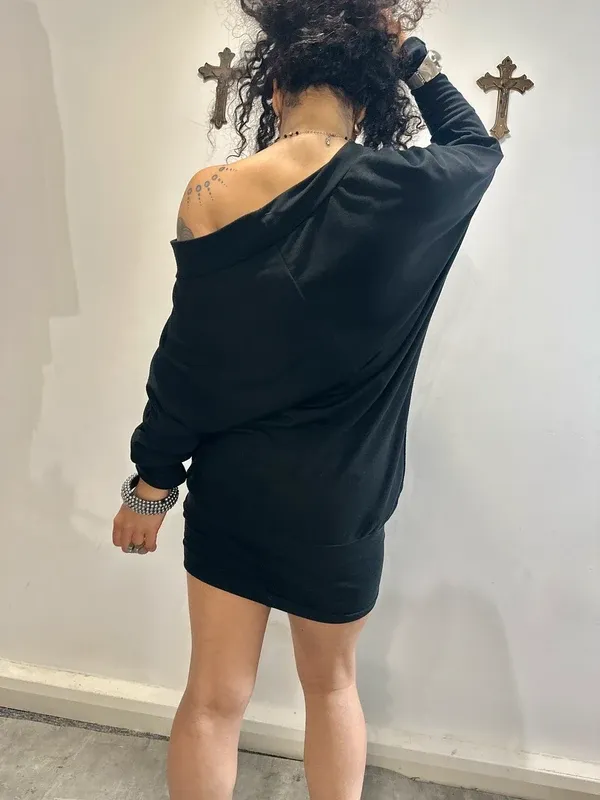 Vintage Cop Copine Asymmetrical Batwing Mini Dress (S/M) - Image 5