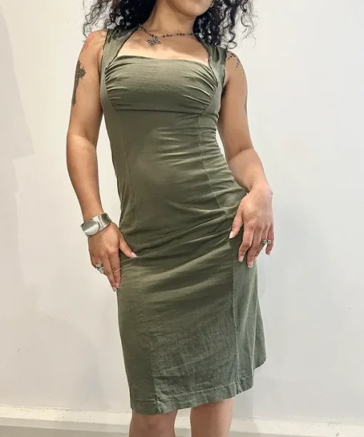 Vintage Miss Sixty Square Neck Midi Dress (S) - Image 5
