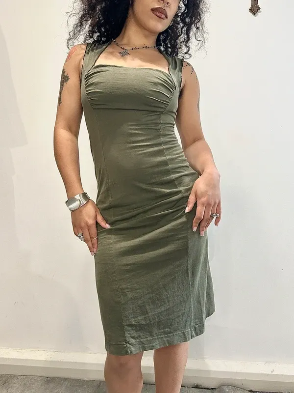 Vintage Miss Sixty Square Neck Midi Dress (S) - Image 5