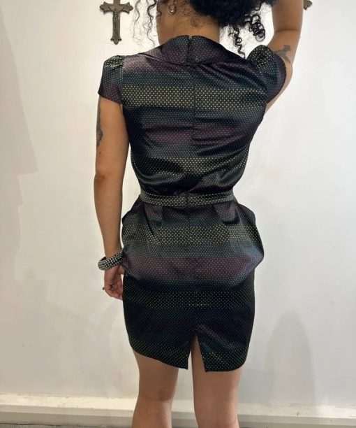 Vintage Miss Sixty Killah Polka Dot Shift Satin Midi Dress (S)