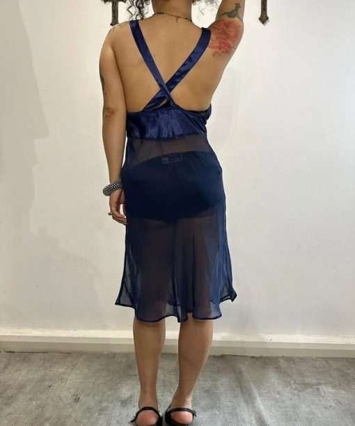 Alternative view of Vintage Italian Sheer Purple Slip Dress (S/M)