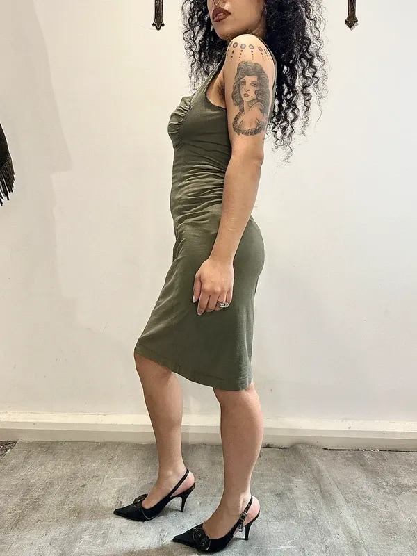 Vintage Miss Sixty Square Neck Midi Dress (S) - Image 4