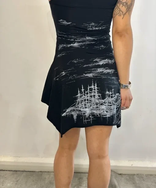 Alternative view of Vintage Save The Queen! Designer Striped Asymmetrical Mini Dress Long Top (