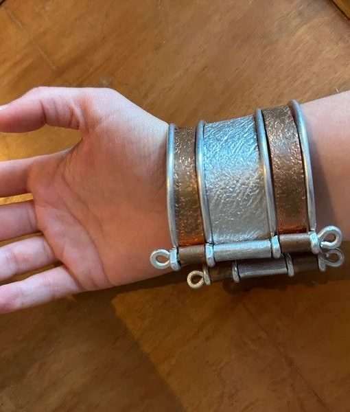 Vintage Chrome Bronze Adjustable Bracelet Arm Band - Image 6