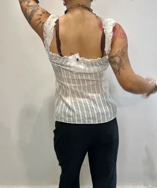 Vintage Milkmaid Linen Corset Top (S/M) - Image 3