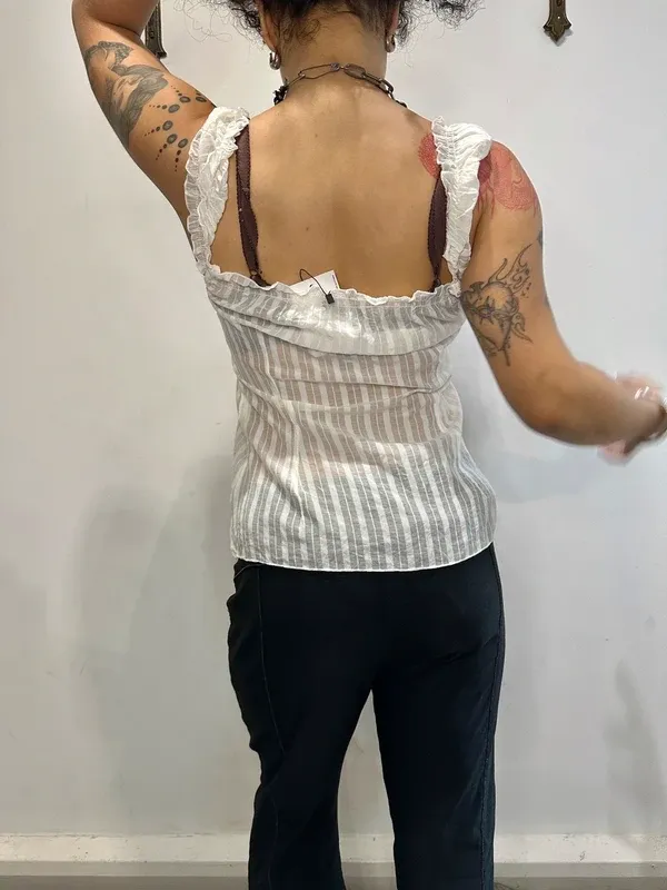 Vintage Milkmaid Linen Corset Top (S/M) - Image 3