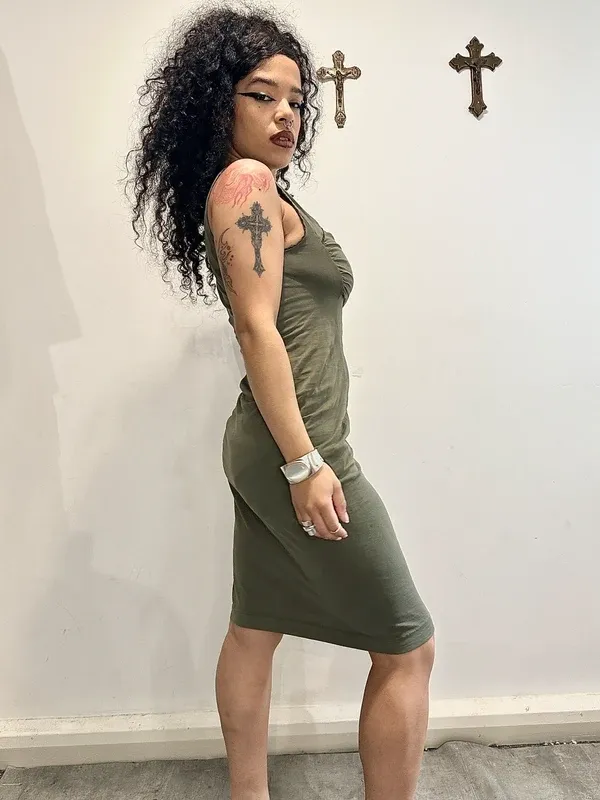 Vintage Miss Sixty Square Neck Midi Dress (S) - Image 2