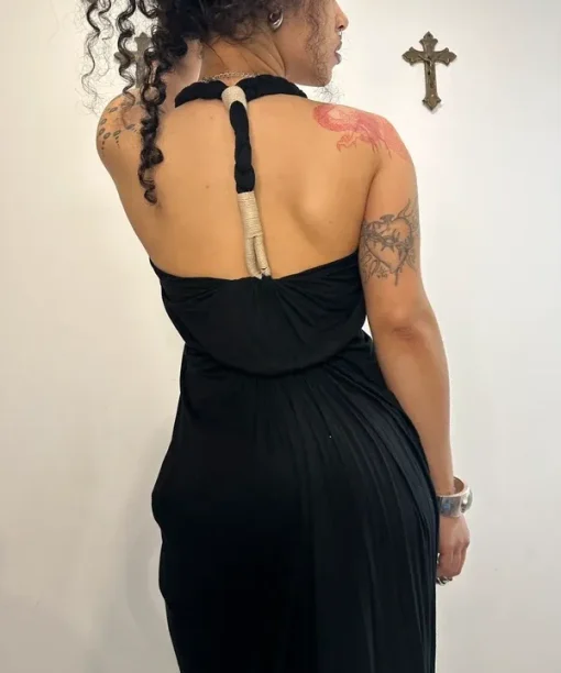 Vintage AllSaints Rope Black Avant Garde Long Dress (XS/S) - Image 5