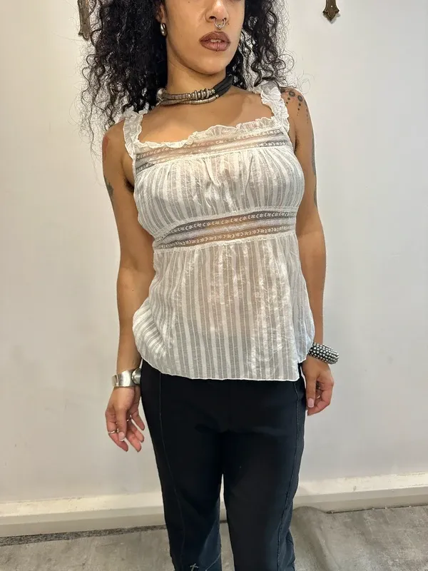 Vintage Milkmaid Linen Corset Top (S/M)