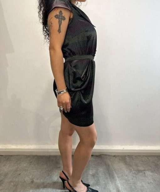 Alternative view of Vintage Miss Sixty Killah Polka Dot Shift Satin Midi Dress (S)