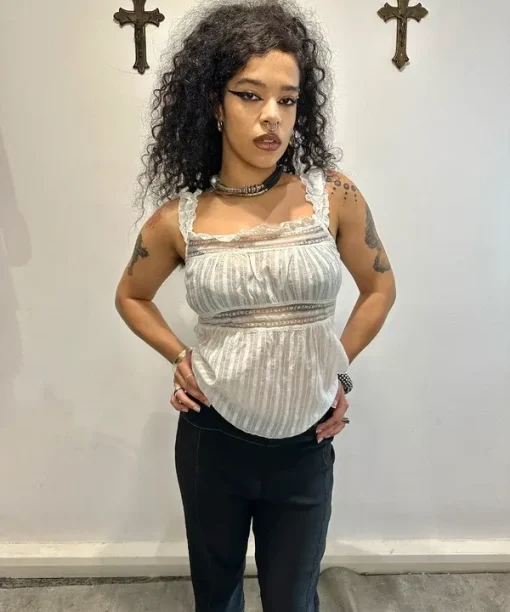 Vintage Milkmaid Linen Corset Top (S/M) - Image 6