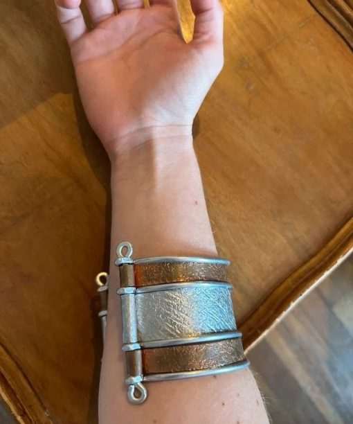 Vintage Chrome Bronze Adjustable Bracelet Arm Band - Image 5