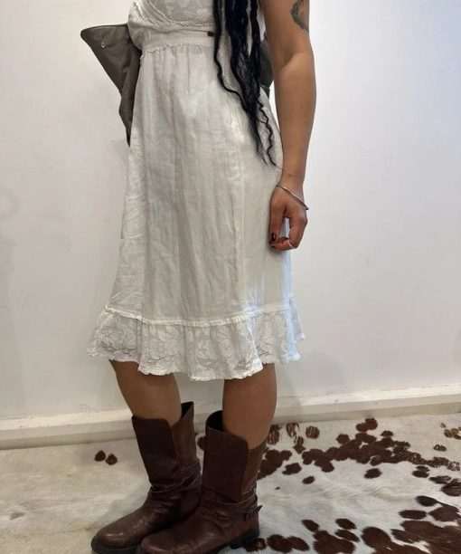 European Vintage Lace Cotton Milkmaid Summer Dress - Image 5